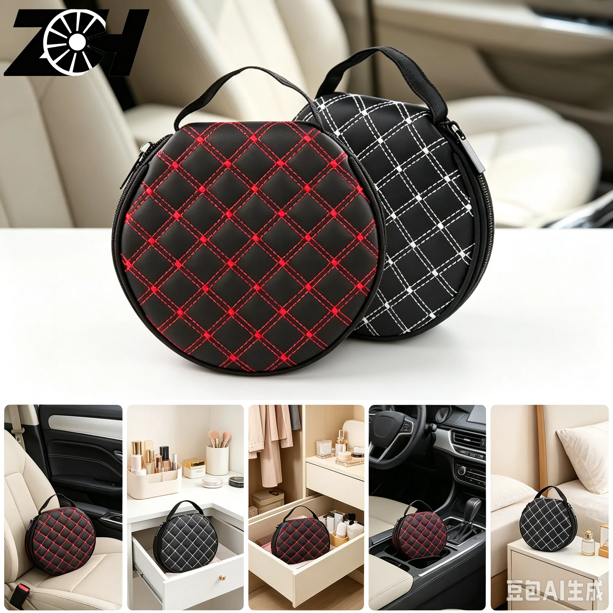 Universal Car Red Wine Cd Clip Multi-function Storage Bag Leather Box Bag Car Cd Cd Package Glasses Folder Holder