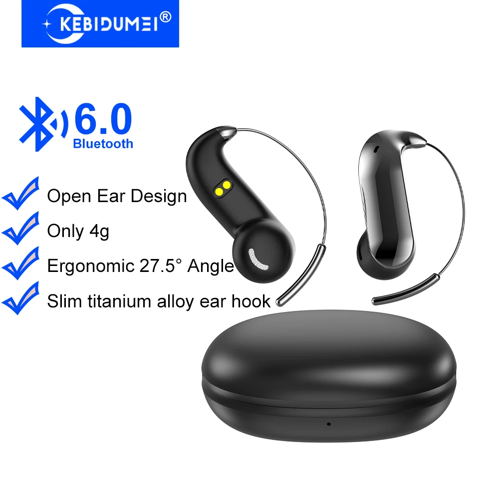 KEBIDUMEI Open-Ear Bluetooth 6.0 Earphones Ear-Hook TWS Wireless Headphones ENC Noise Reduction Sports Headsets for iOS Android — product photo 1 of 1