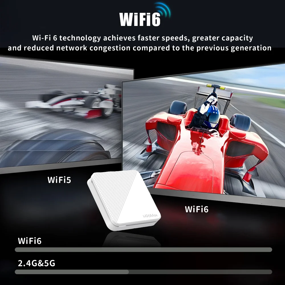 H96 MAX H313 Smart TV Box Android 14 ATV TV Box 4K @ 60fps 100M/LAN Wifi6 BT5.0 Google Voice Assistant Media Player Set Top Box