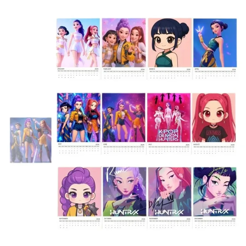 

Christmas Gift 2026 New Year KPOP Devil Hunter Anime Character Calendar Ornament DIY Countdown Gift Coil Calendar Cartoon