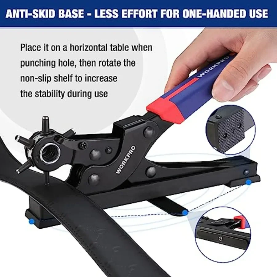 Set Pembuat Lubang Sabuk Putar Tugas Berat dengan 6 Ukuran Lubang Berbeda untuk Kerajinan Kulit: Ideal untuk Membuat Lubang di Sabuk dan Kalung Anjing