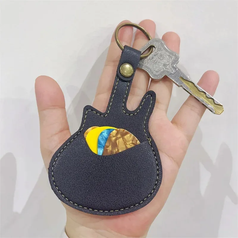 PU Leather Key Chain Guitar Picks Holder Keychain Plectrums Bag Case Guitar Strap Guitar Neck Guitar Parts Music Supplies