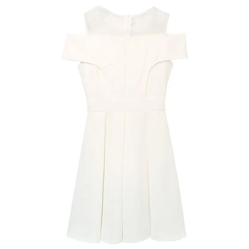 2024 Spring/Summer New White One Shoulder Dress Small and Fresh Slim Fit A-line Skirt Medium Length Style