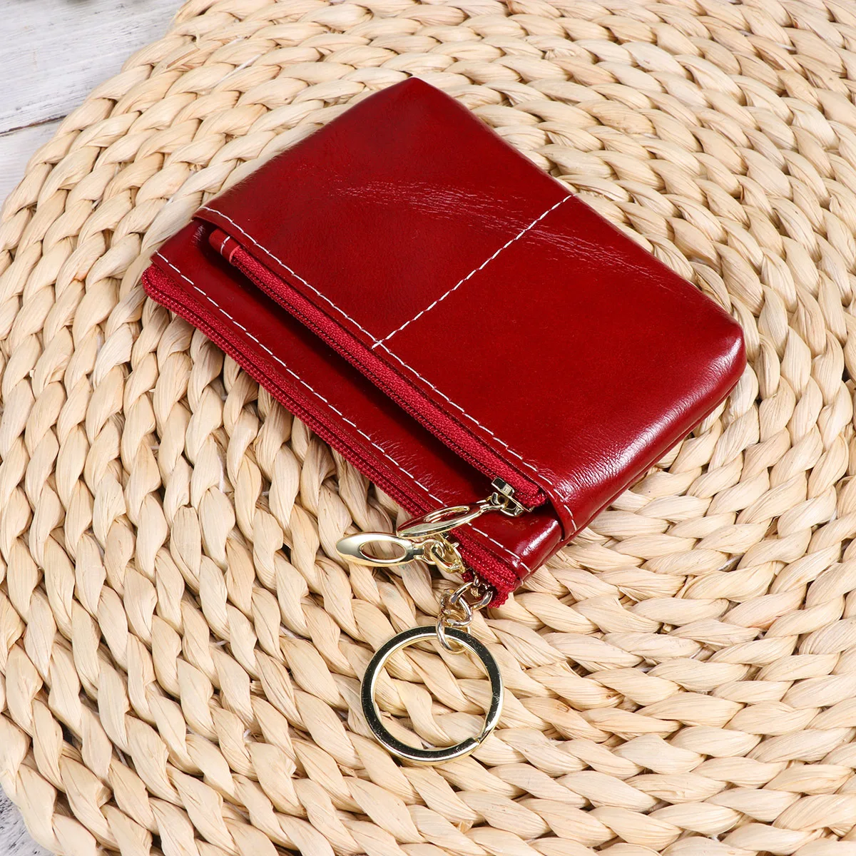 

Women Wallet Large Capacity Double Zipper Coin Purse Key Ring Fashionable Casual Daily Use Zipper Bag