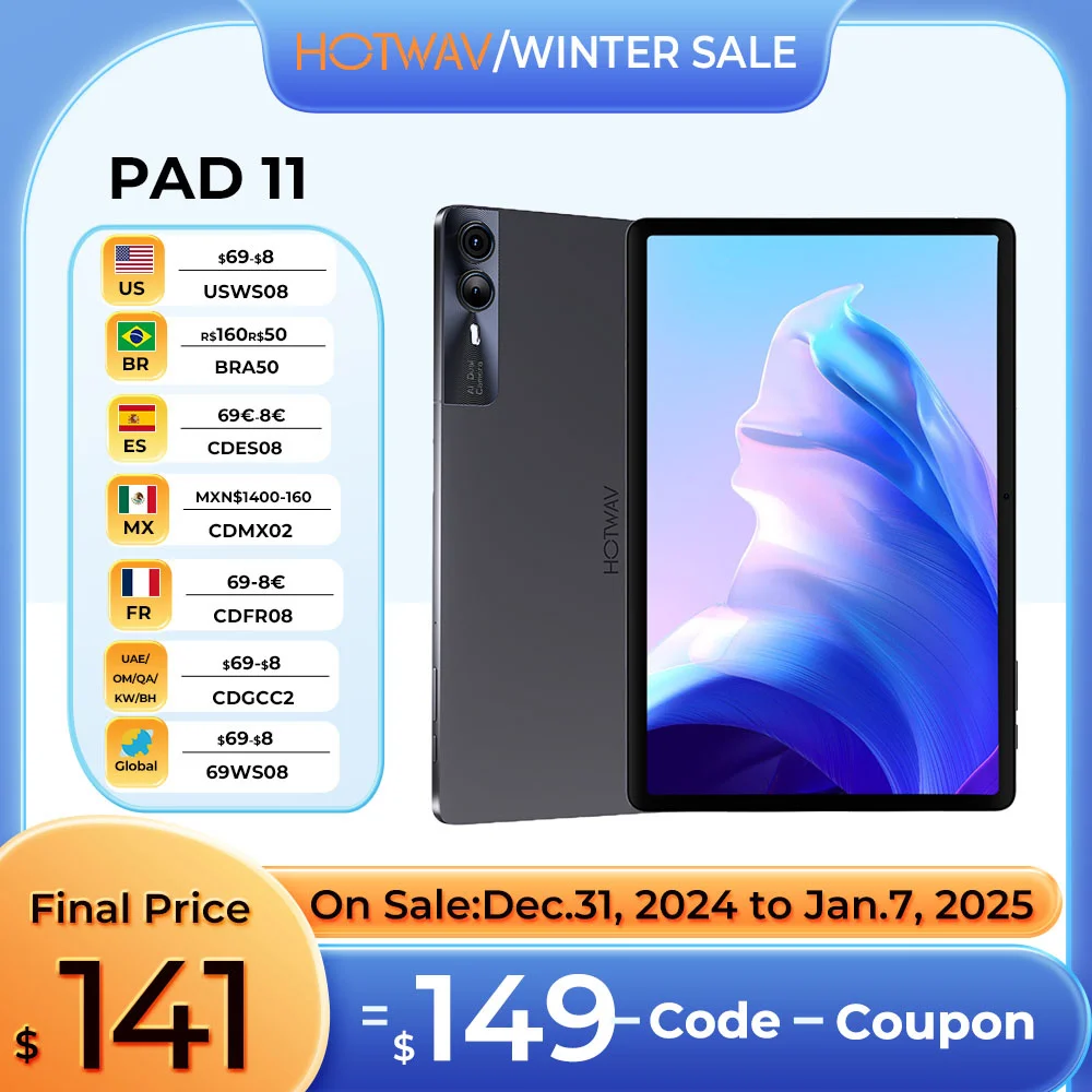 HOTWAV Pad 11 Tablet Android 13 8000mAh Large Battery 11''FHD+ Display ipad 8MP+16MP Camera 12GB+256GB Lightweight New PC Tablet