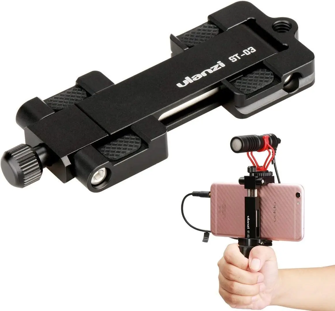 Ulanzi ST-03 Metalen telefoon Houder Statief Mount met Koud Shoe Mount 3 Kleur en Arca-Stijl Quick Release Plaat voor iPhone8/7 Plus