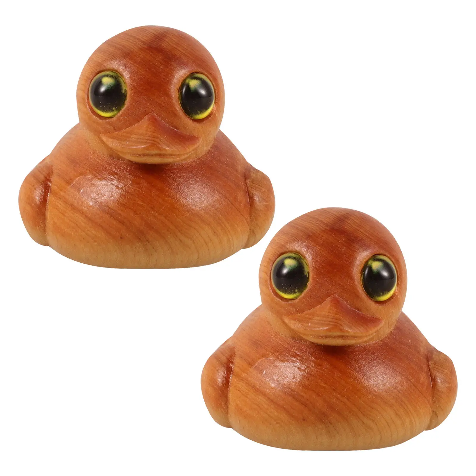 2Pcs Mini Wood Duck Carved Sculpture Realistic Handcrafted Animal Decoration for Office Desktop Shelf Home Ornament