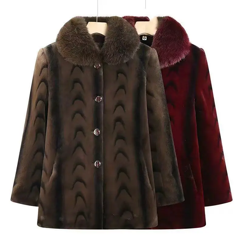 Luxury Brand Winter Faux Mink Fur Coat Thick Warm Jacket Women Vintage Fur Coat Lapel Windproof Jacket Faux Fur Coat Clothing