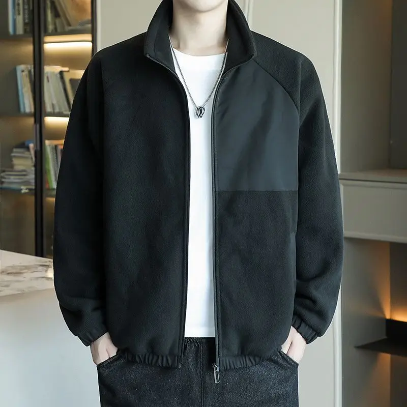 

Тяжелое флисовое пальто для мужчин, теплая многослойная толстовка с открытым передним воротником, спортивная одежда на открытом воздухе