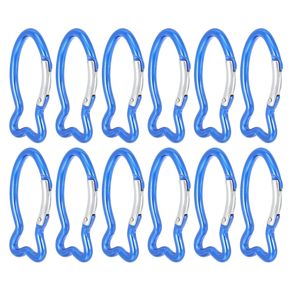 

12 Pcs Carabiner Outdoor Safety Buckle Mini Professional Clip Hiking Buckles Blue