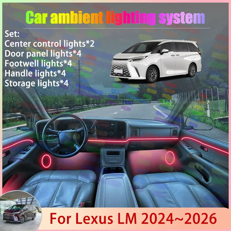 

For Lexus LM AW10 MK2 2024~2026 2/18 in 1 Car Atmosphere Light Lamp RGB Shade Ensemble Streamer Atmosphere Set Auto Accessories