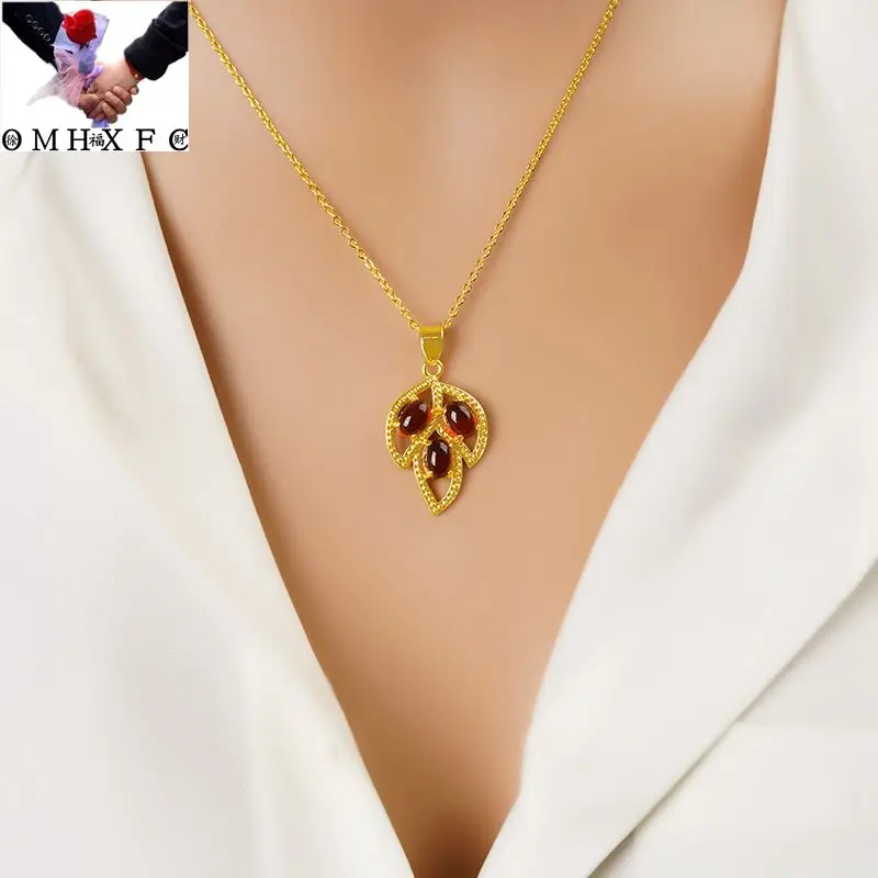 

OMHXFC Wholesale PN668 European Fashion Fine Woman Party Birthday Wedding Gift Leaf AAA Zircon 24KT Gold Pendant Charm NO CHAIN