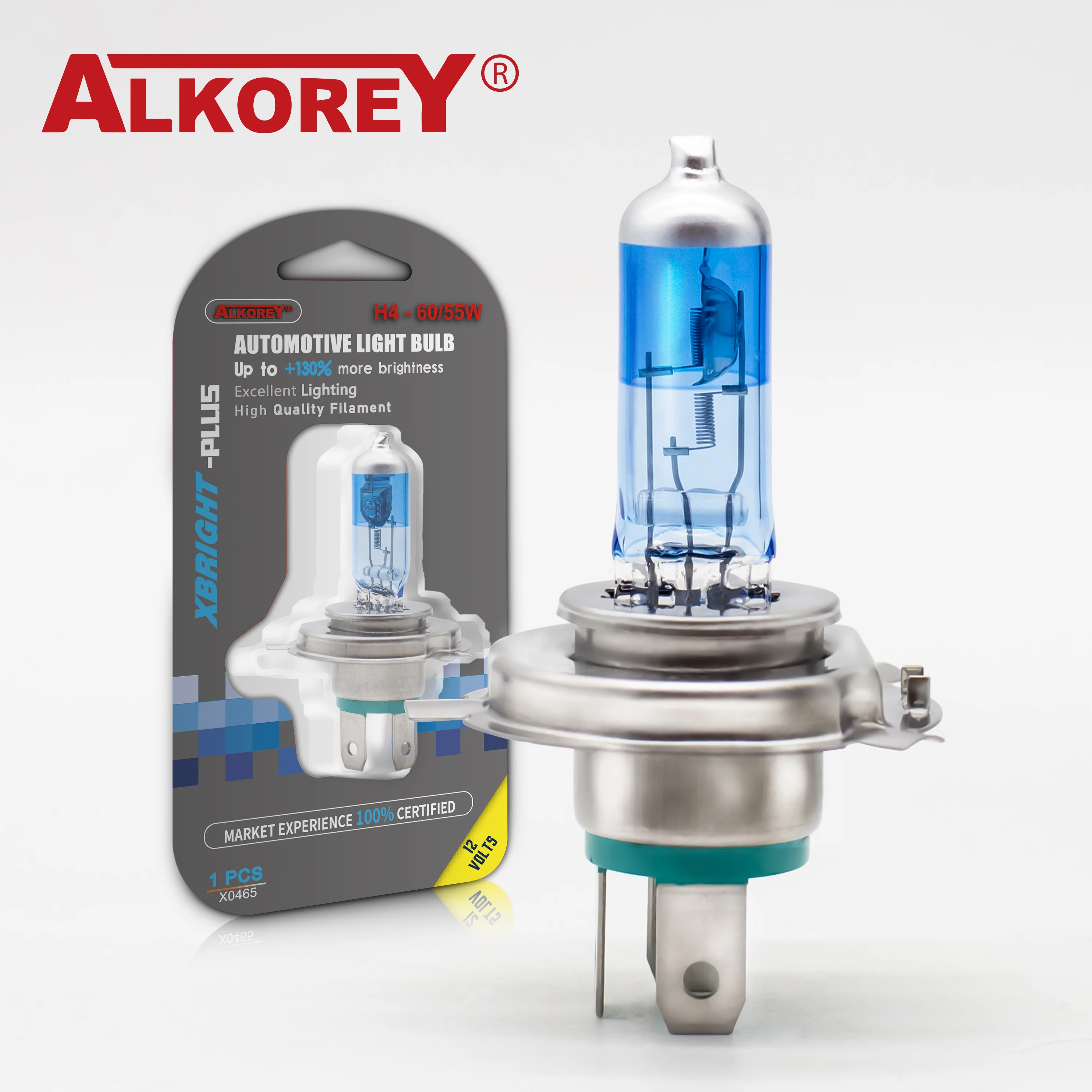 

1 Pcs ALKOREY Xbright-Plus 9003 H4 12V 60/55W P43T Blue 4000K Super White Auto Headlight Fog Lamp Car Light Halogen Bulb