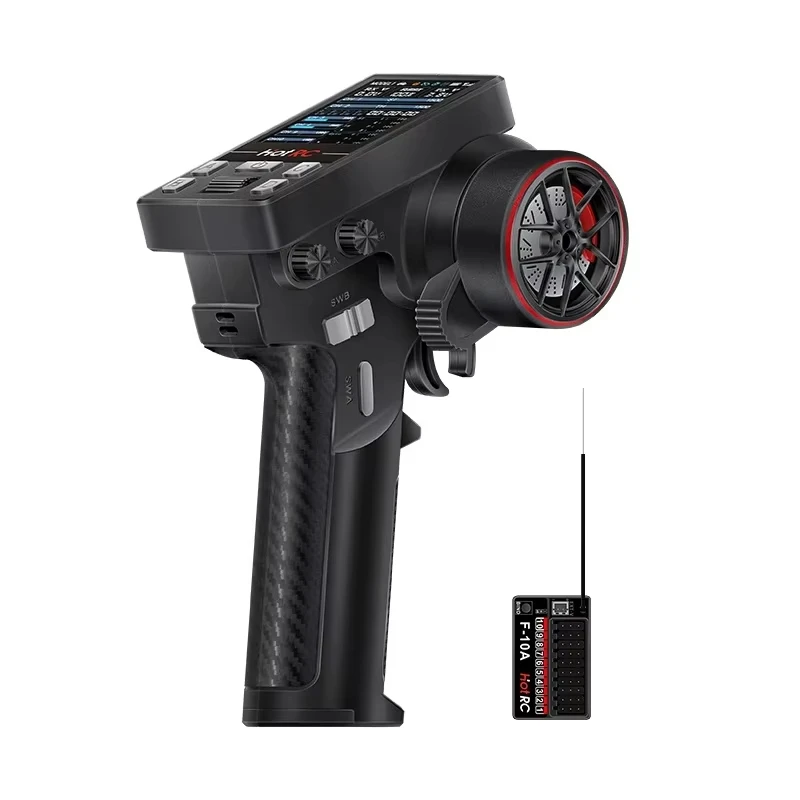 HotRC-Remote Control CT-10B 10-Channels, 2.4GHz Transmitter Controller for Climbing, Drifting Vehicle, RC Cars, Aircraft,