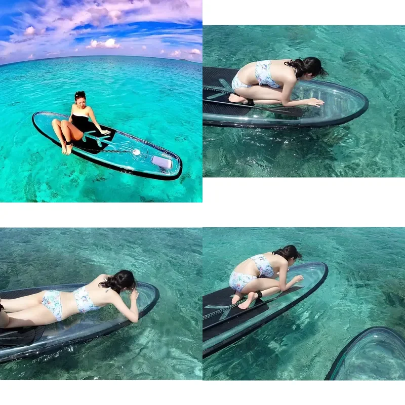 High Hardness Transparent sup Paddle Board Novel Beautiful Simple Transparent Light Standard with Paddle Stability