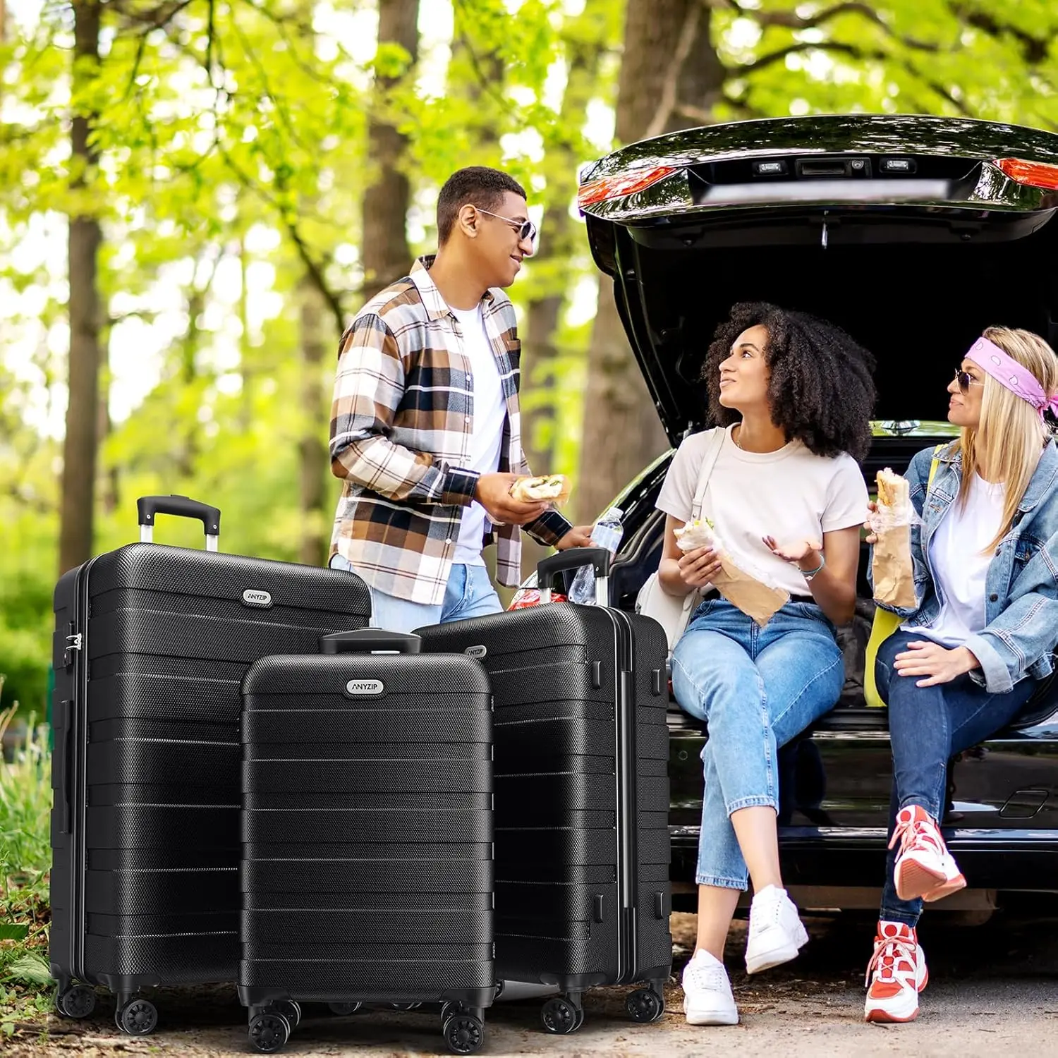 Lightweight ABS Hardshell 3-Piece Suitcase Set with 4 Spinner Wheels, TSA Lock, Ideal for Travel and Luggage Organization