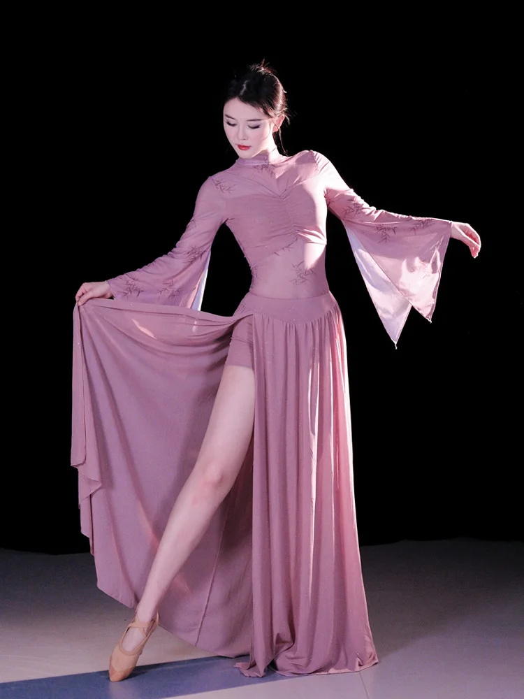 Traje de dança do ventre adulto feminino personalizado estilo chinês conjunto de dança oriental manga comprida terno de prática roupa de desempenho de grupo