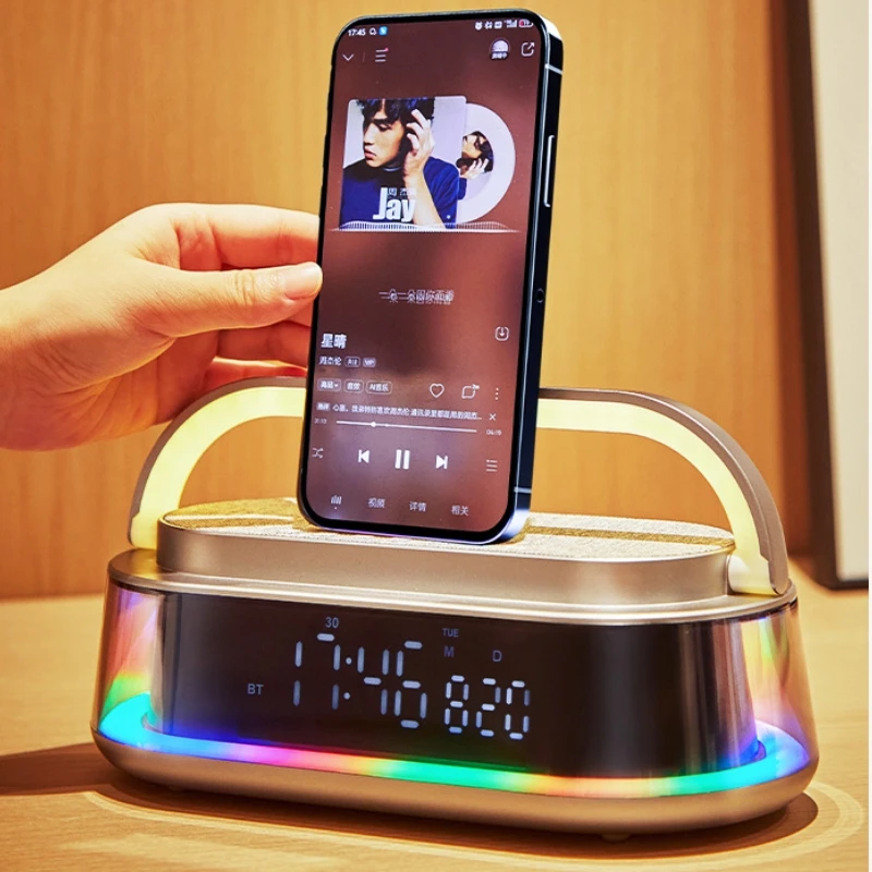 

Mobile Phone Wireless Charging Bluetooth Speaker Bedroom Smart Table Lamp Clock Sound Built-in White Noise Atmosphere Nightlight