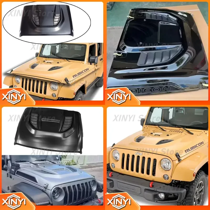 for Lantsun J066 1PC Black Newest Design Hood Bonnet 10th Anniversary Truck Master Hood Replacement for Jeep for Wrangler
