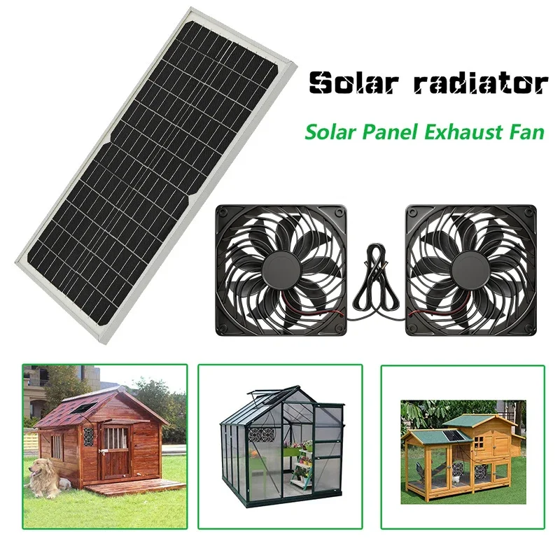 12V Solar Exhaust Fan Kit with Panel, No Wiring Required, Great Ventilation for Coop, Greenhouse & Pet Areas.