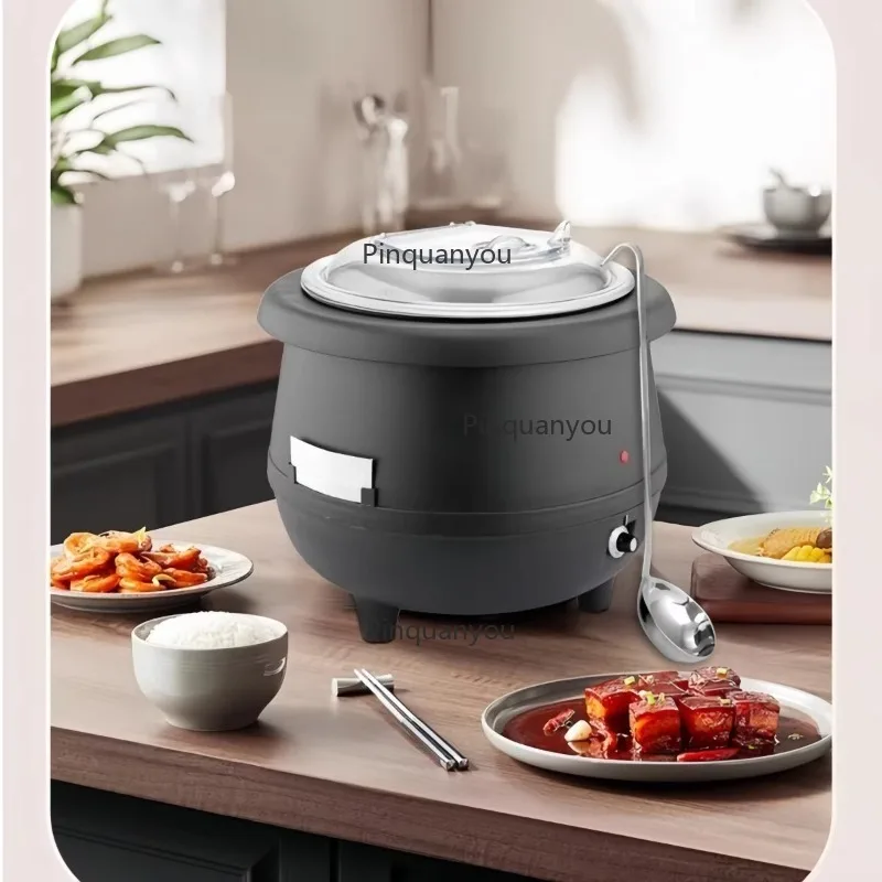 Commercial Buffet Heating Food Warmer, Thickened Stainless Steel Inner Liner Soup Kettle for Restaurant Use, 10 L