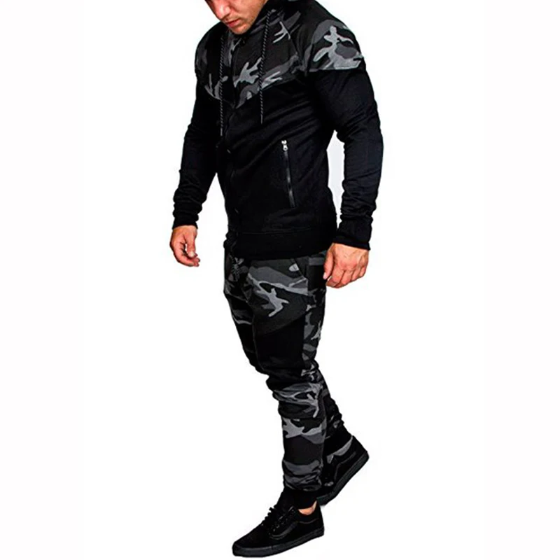 Male Sweat shirts Pants New Fashion Men Set Zipper Hoodies+Pants Sets Male Tracksuit Men\'s Casual Track Suits Sportswear MY055