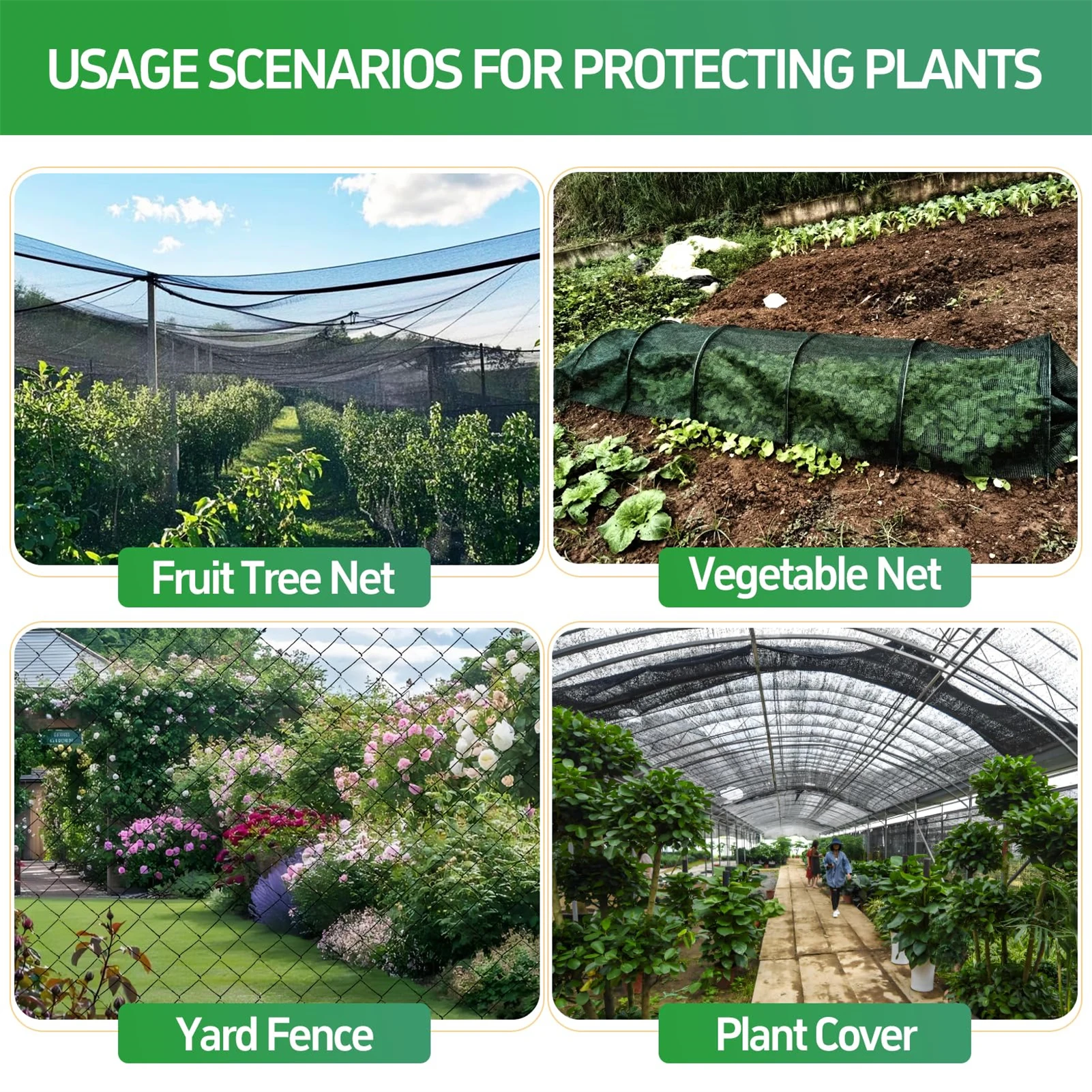 

PE Mesh Garden Net Fence Easy Installation Safety Breeding Net Child Cat Pet Chicken