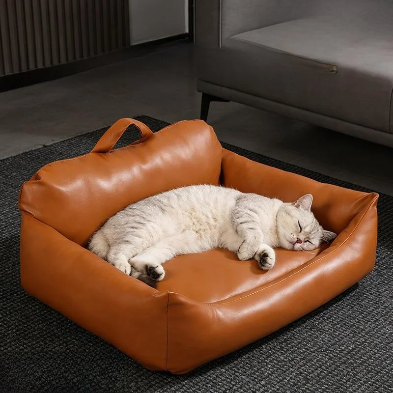 

Soft Tear-Resistant Warm Breathable Double-Sided Detachable Washable Durable Leather-Like Dog Bed for Cats And Dogs All Seasons