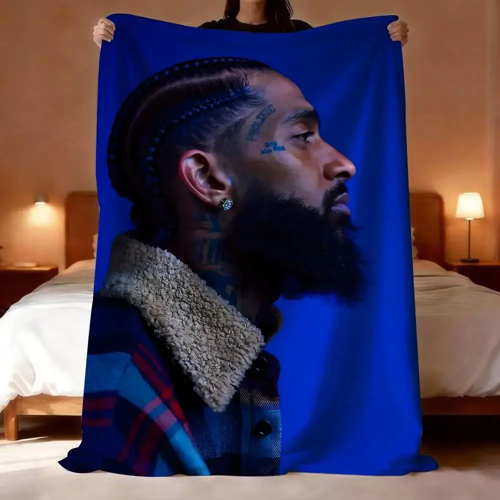 RAPPER Nipsey Hussle Throw Lightweight 240g Flannel Blanket Soft Skin-friendly for Summer Cooling
