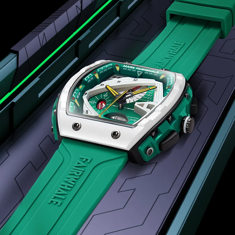مارك Fairwhale 5690 ساعات كوارتز عصرية غير رسمية للرجل تقويم متعدد الوظائف كرونوغراف ساعة رياضية مضيئة للرجال reloj