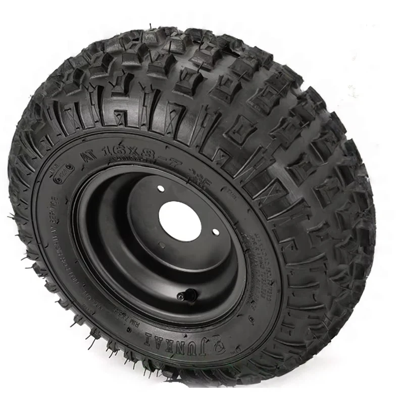 16X8-7 Tire with 3 Holes Rim 6PR Excellent Road Grip for Go Kart Golf Cart Garden Lawn Mower 7 Inches ATV UTV Tire Wheel