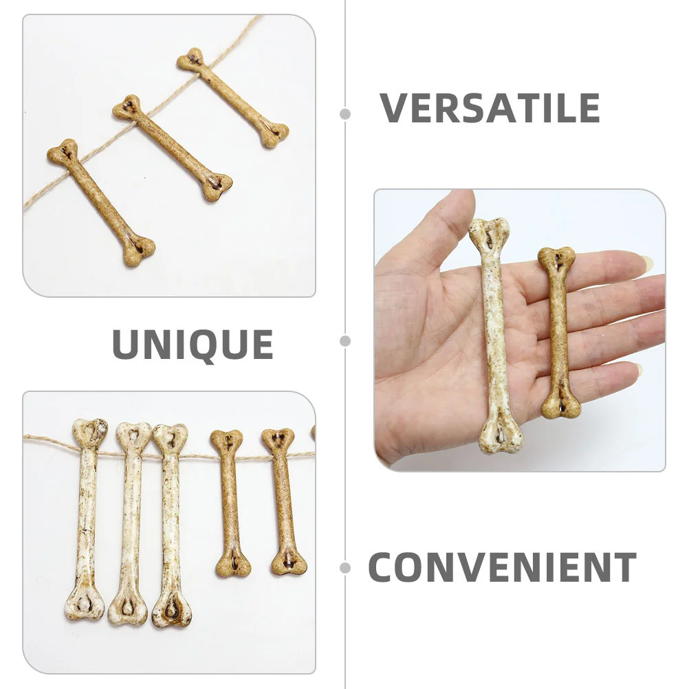 6 قطع من زخارف العظام المقلدة، تماثيل عظام فروية، مكون صغير من البلاستيك المزيف، مصنوعات الهالوين #2