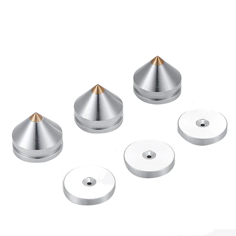 8 Set Speaker Stand Feet Foot Pad Aluminium Alloy Metal Spikes Cone Floor Foot Nail Silver