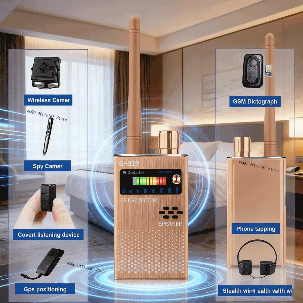 

Детектор RF-сигналов для обнаружения скрытых камер, беспроводных устройств, GSM-аудио и GPS-трекеров, сканер устройств для защиты от скрытой съемки 1МГц-8ГГц