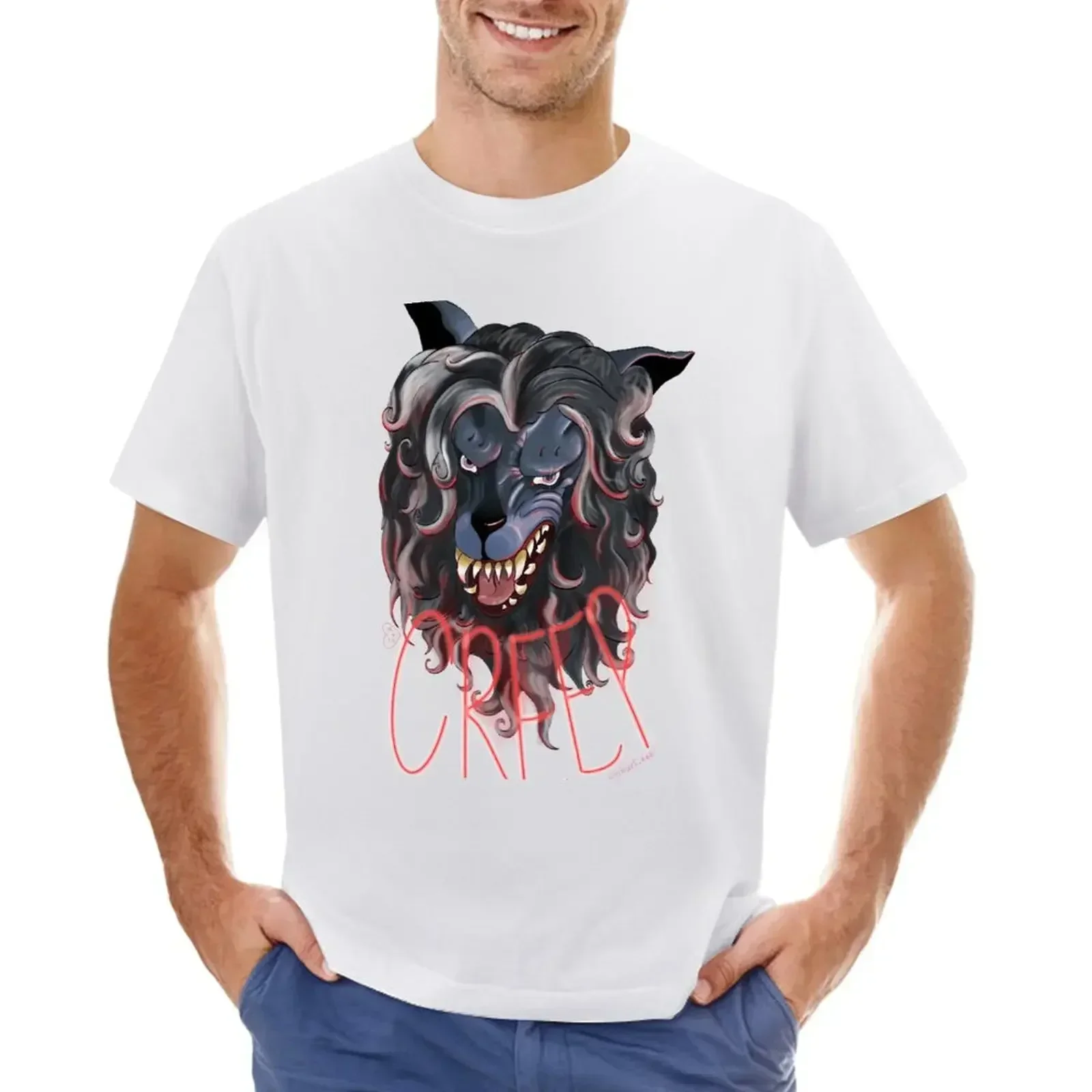 Creep Peachfuzz Werewolf Mask T-Shirt summer top graphics anime stuff animal prinfor boys plain t shirts men