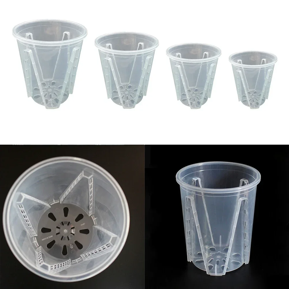 1pc Clear Plastic Orchid Pots With Holes Transparent Flower Pot Succulents Plant Nursery Pots For Indoor Outdoor Plants