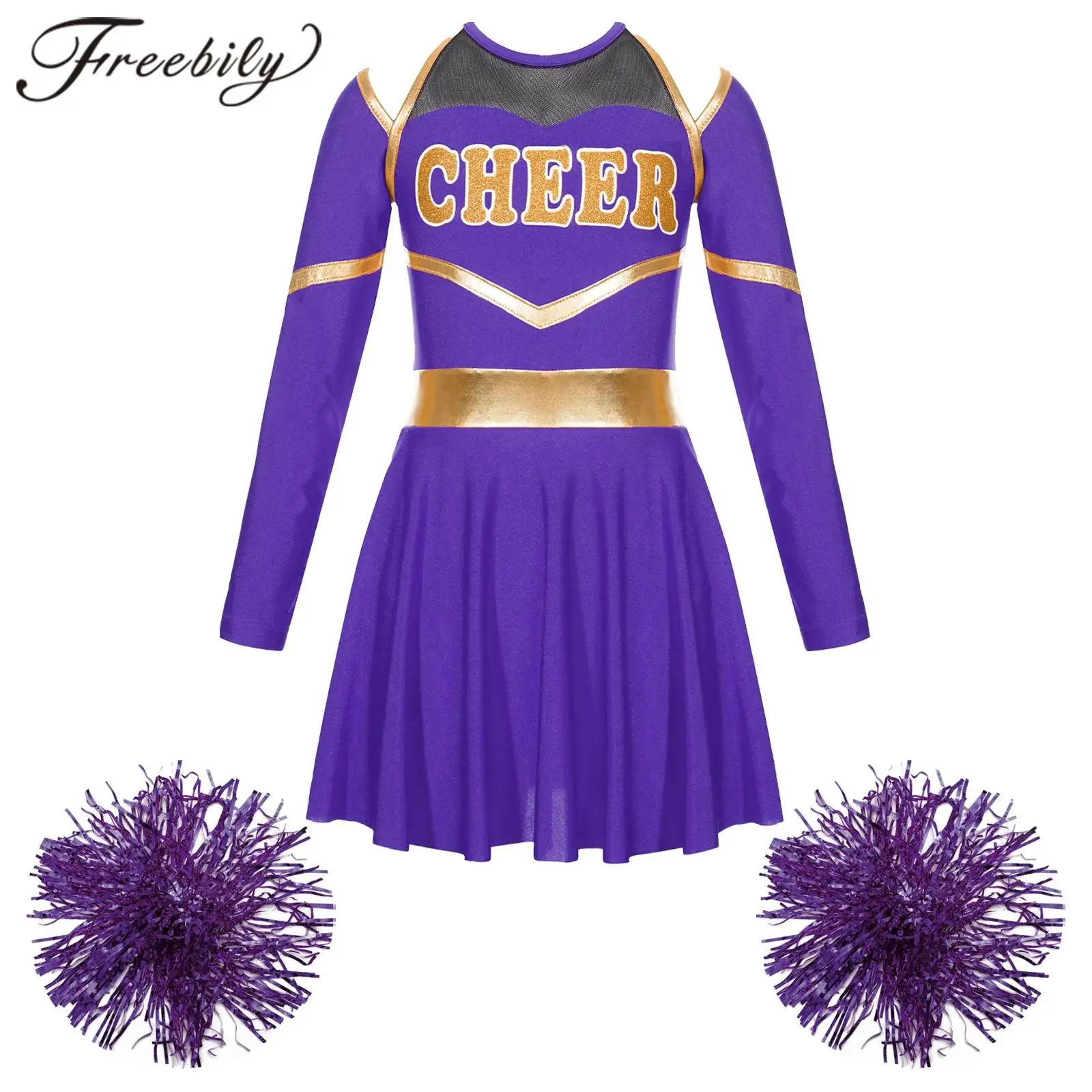 

Children Cheerleader Uniforms Cosplay Costume Cheerleading Outfits Kids Cheer Dance Dancewear for School Girls Cheerlead Dress