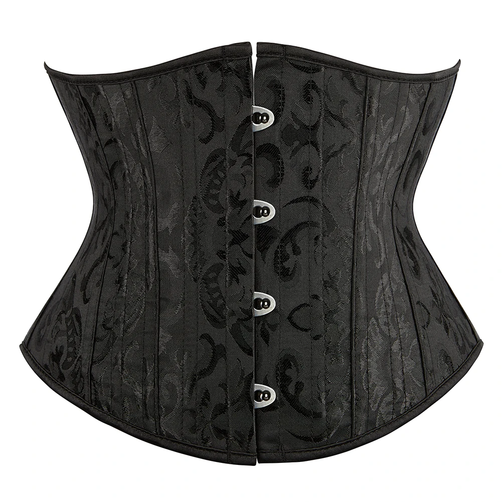 

Jacquard Underbust Corset Short Torso Waist Trainer 24 Steel Boned Belt Cincher Shaper