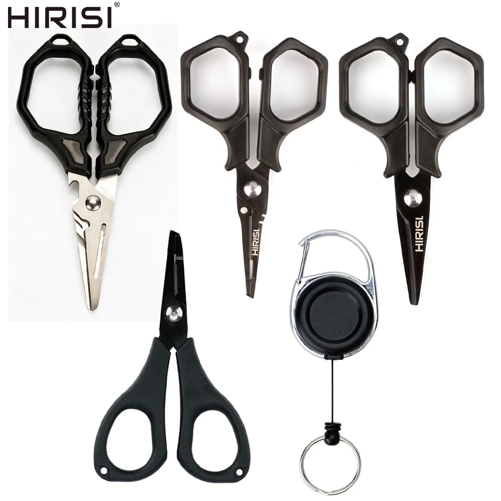 Hirisi Stainless Steel Fishing Scissors With Retractable Badge Reel Line Cutting Tool Carp Pesca Braided Line Fishing Tools