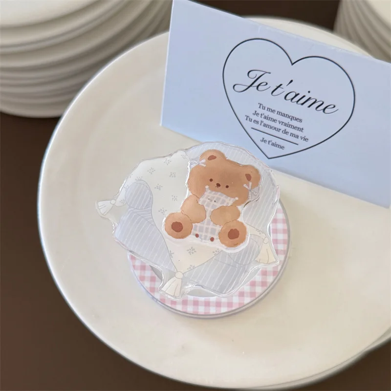 귀여운 만화 곰 나비 자석 휴대폰 케이스 아이폰 17 프로 16 14 15 프로 맥스 커버 홀더 포함 충격 방지 케이스 재미있는 디자인