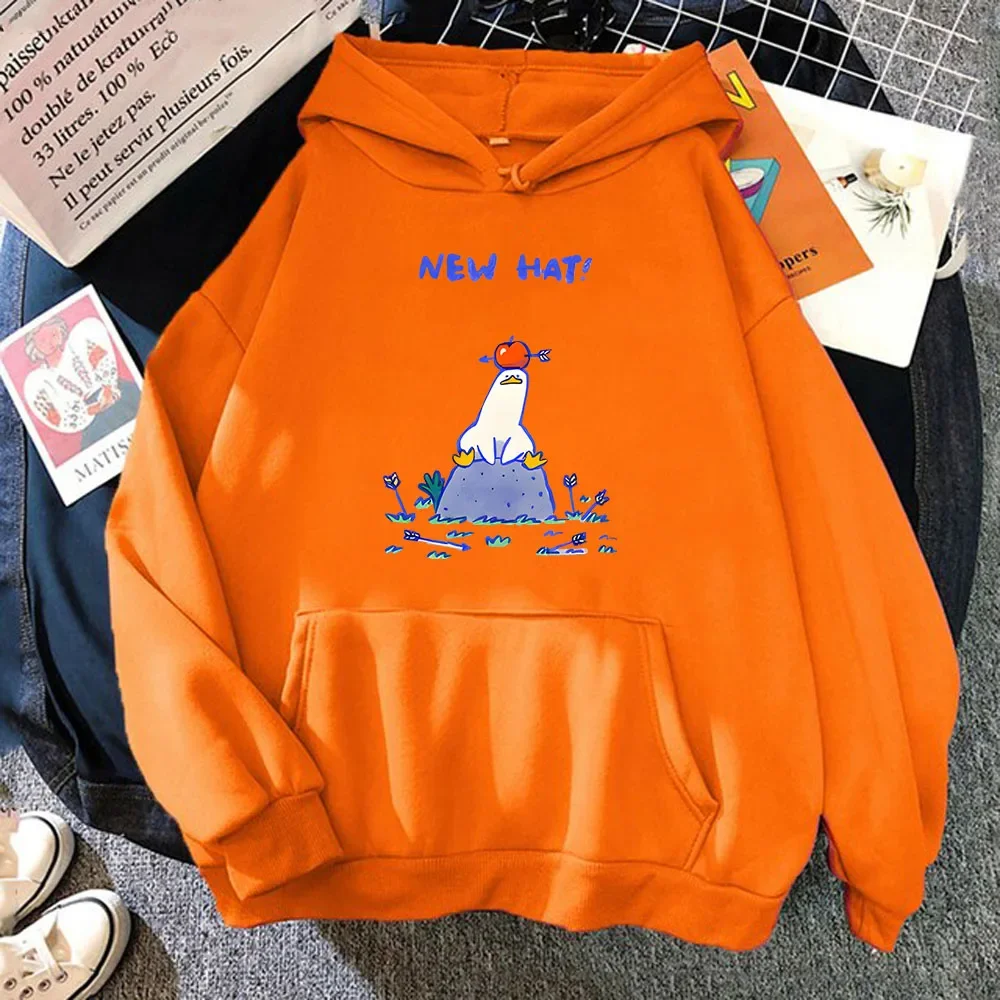 New Hat Graphic Hoodie I'm Sick of Everything Sweatshirt Women Kawaii Clothes Cute Duck Top Anime Casual Winter Fleece Coats Men