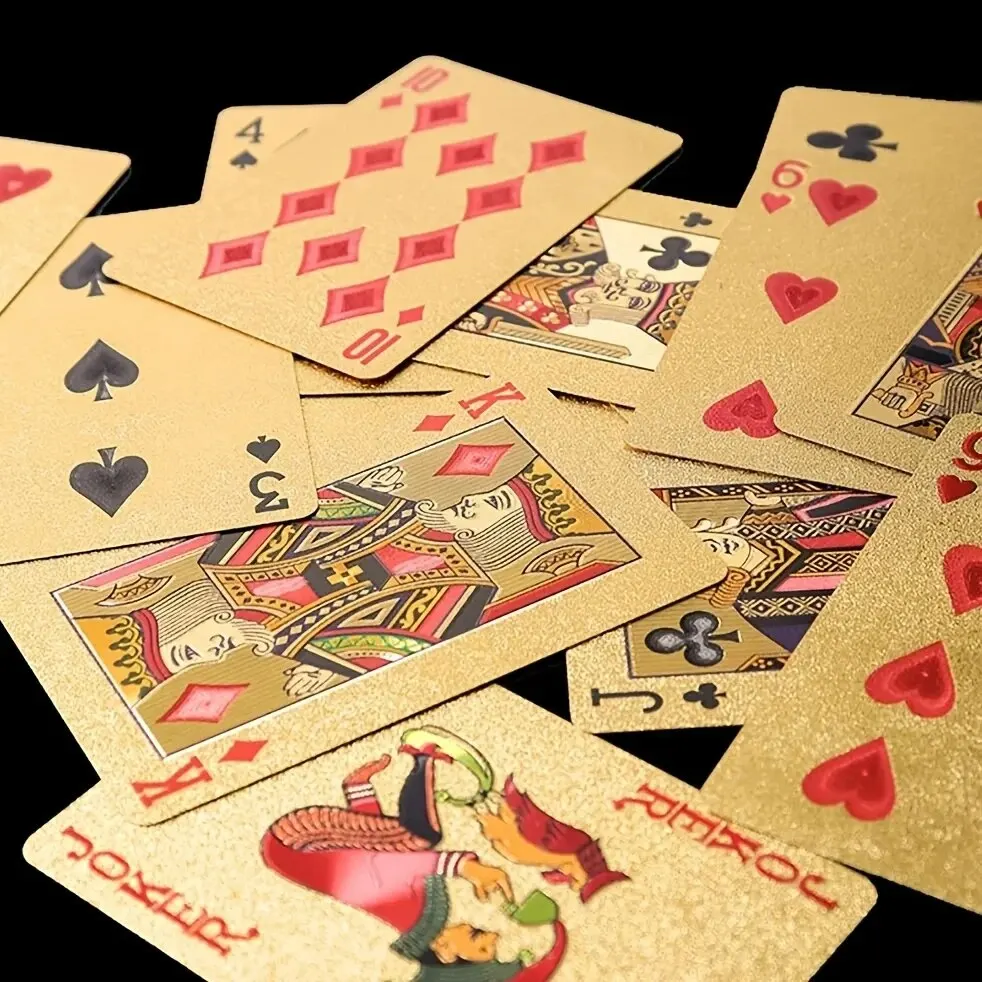 Dubai Gold Foil Poker Cards Waterproof Paper Playing Cards Party Table Gambling Board Games Poker Plastic Poker Collection Toy