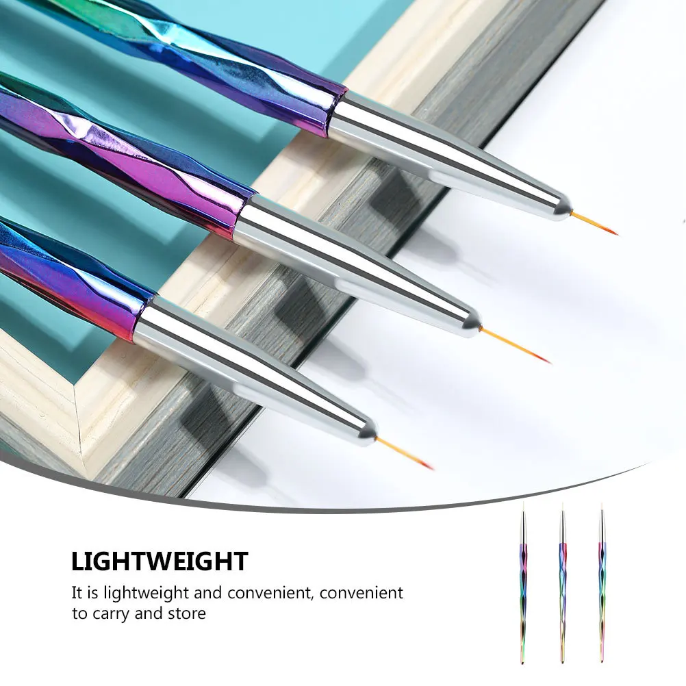 3pcs 아트 펜 세트 DIY 네일 디자인을위한 경량 매니큐어 도구 휴대용 네일 아트 페인팅 도구 액세서리 살롱 사용