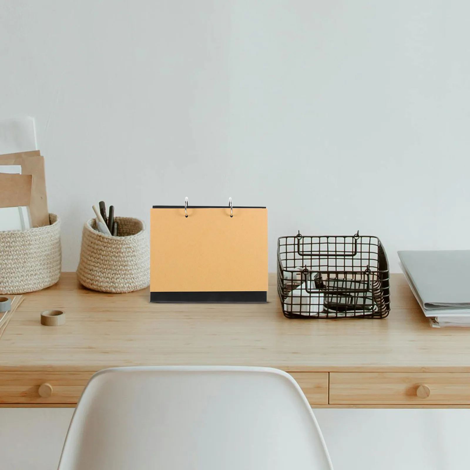 

Blank Desktop Standing Desk Calendar Refillable 2-Ring Binder Thick Paper Sketchbook DIY Perpetual Monthly Planner Notepad