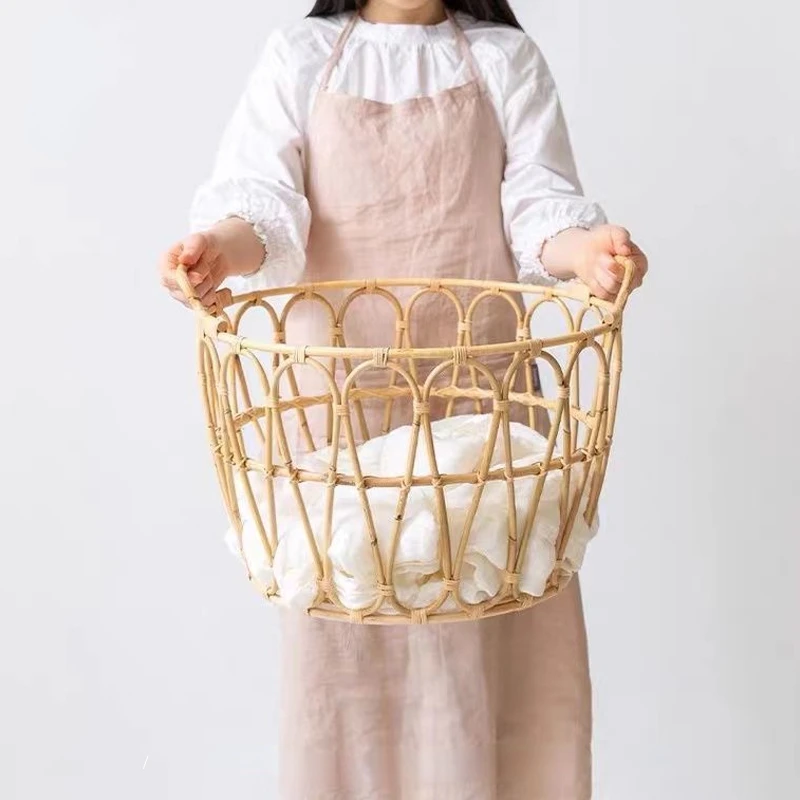 

Japanese Pastoral Handmade Cane Hollow Dirty Clothes Basket Household Bathroom Hotel Homestay Sundries Clothes Storage