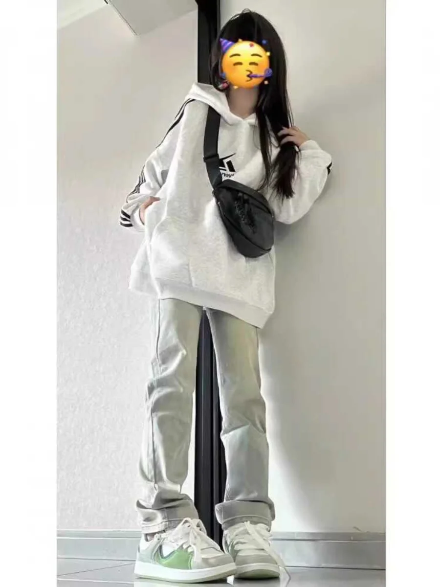 

High Waist Straight Leg Jeans Women's Spring Autumn New Style plus Size Pear Shape Body Slimming Wide Leg Long Trousers