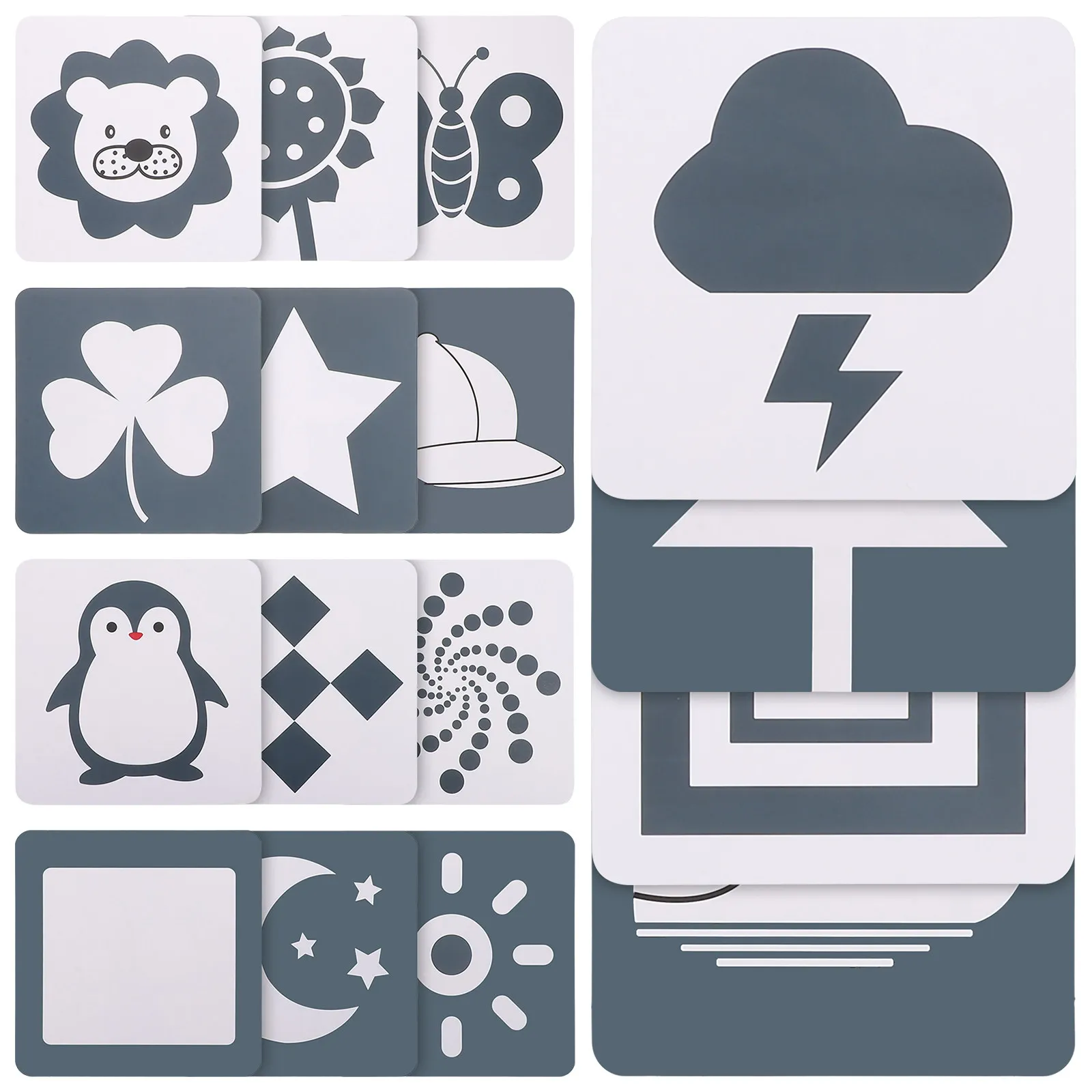 

2Sets High Contrast Baby Flashcards Visual Stimulation Cards for Newborns Infants Cognitive Development Attention Memory