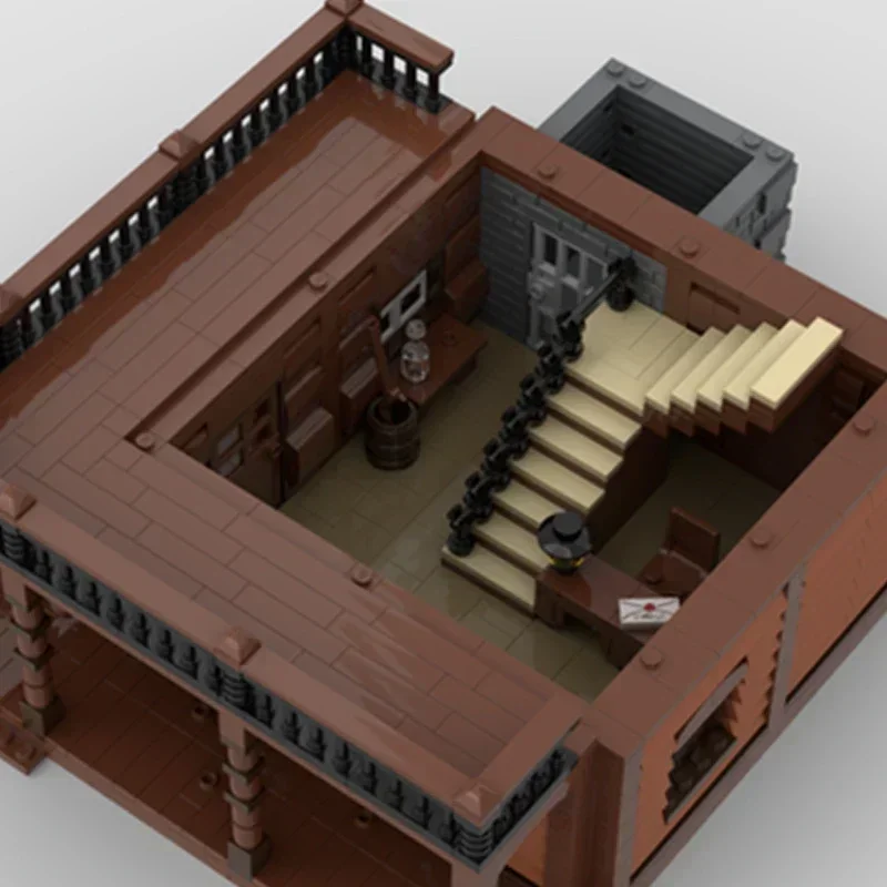 Moc tijolos de construção vista rua modelo cidade ocidental xerife casa tecnologia blocos modulares presente brinquedos natal diy conjuntos montagem