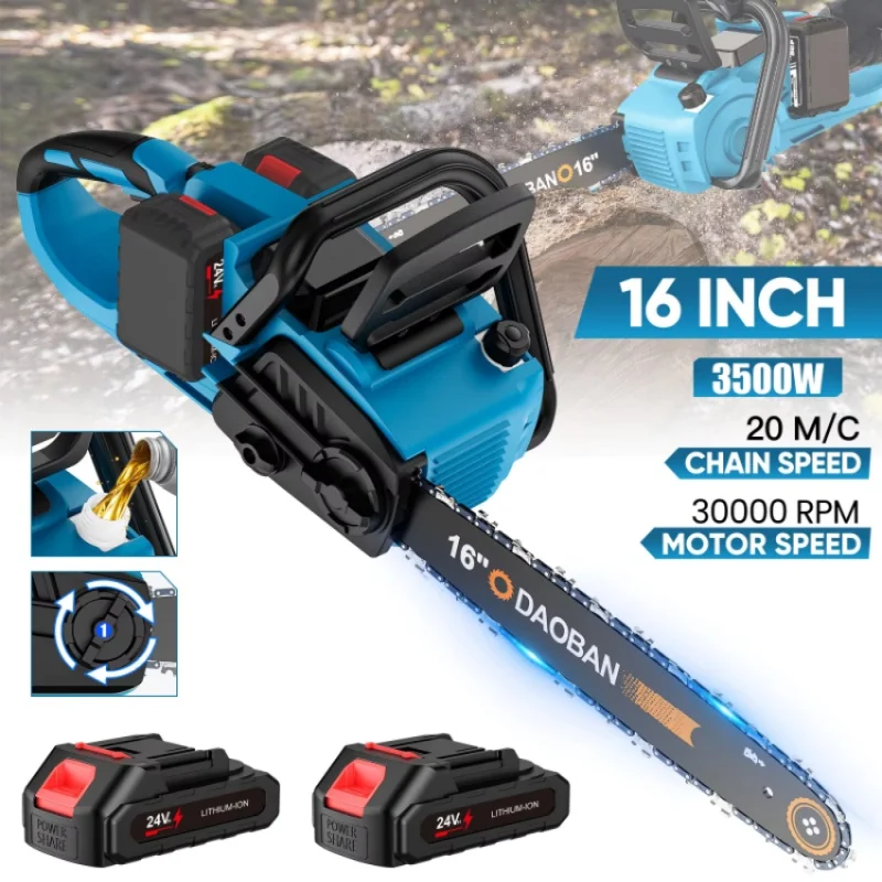 DWiusty 3500W 16 Pollici Brushless Motosega Elettrica borrowing Lavorazione Del Legno Strumento di Potere Palmare Tazza Da Giardino Per Makita Batteria