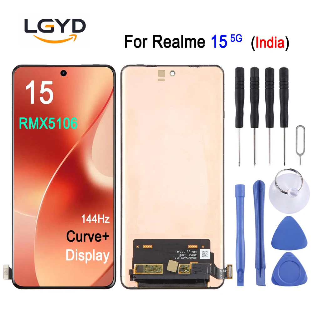 144Hz Curve+ Display For Realme 15 5G (India Version) RMX5106, RMX5106 Phone Display Touch Screen Repair Replacement Spare Part